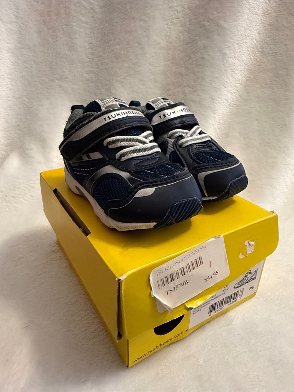 Tsukihoshi Storm Silver/Navy Baby Sneakers Infant Size 5